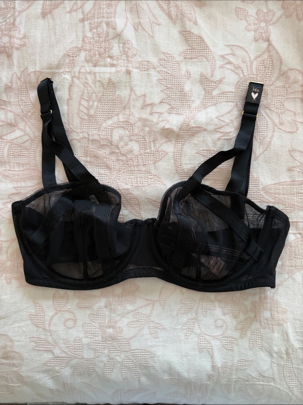 NWT Victorias Secret unlined balconette Black Sheer Underwire Bra 34D